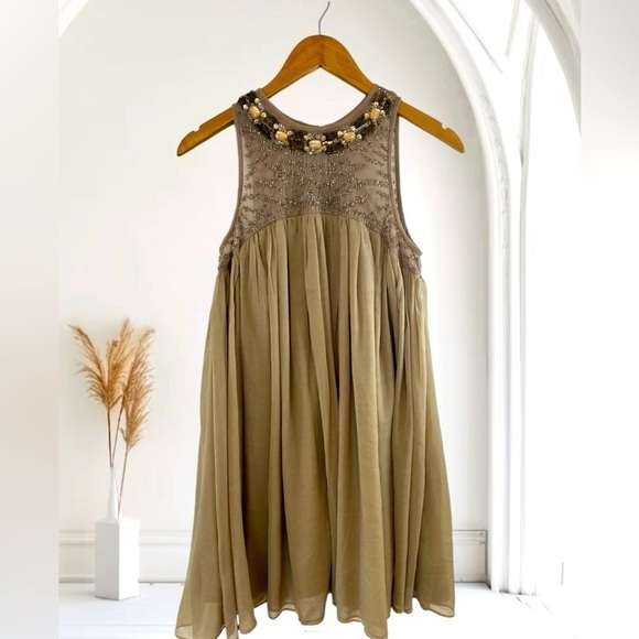 Anthropologie Moulinette Soeurs Boho Chiffon Bejeweled Babydoll Dress - Picture 5 of 15